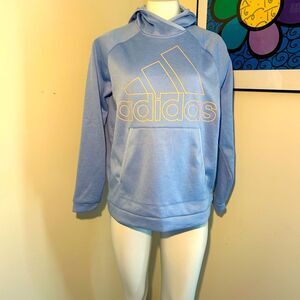 Adidas women’s Light Blue Climawarm Pullover Hoodie Size L